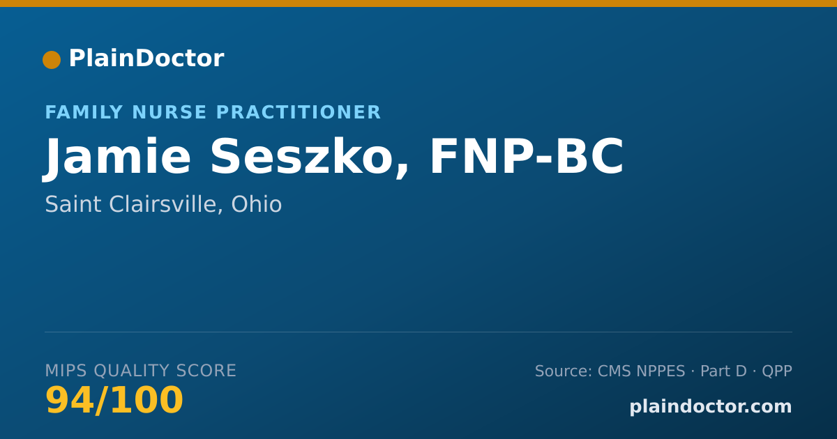Shareable card for Jamie Seszko, FNP-BC - Family Nurse Practitioner, Saint Clairsville, OH