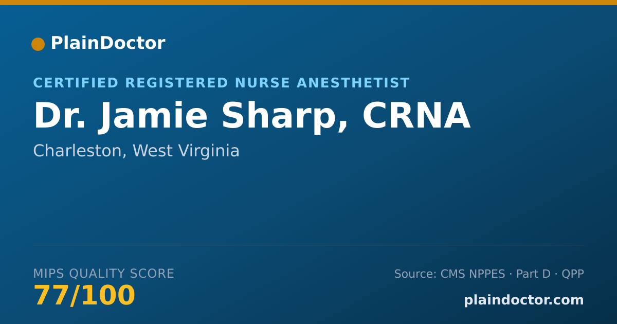 Shareable card for Jamie Sharp, CRNA - Certified Registered Nurse Anesthetist, Charleston, WV