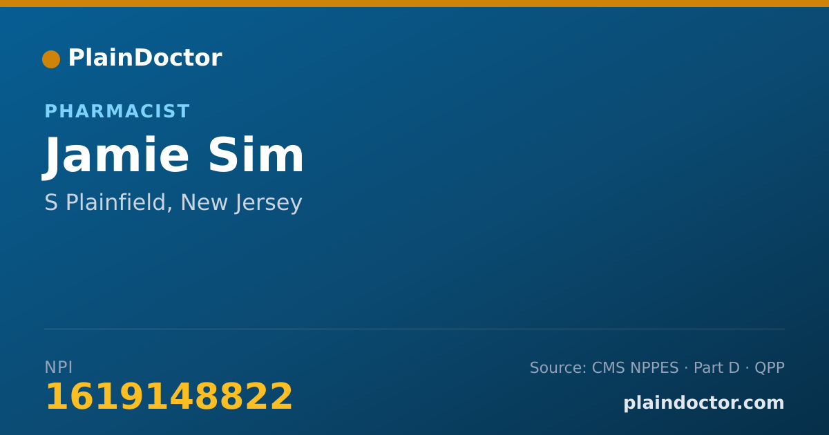 Shareable card for Jamie Sim - Pharmacist, S Plainfield, NJ