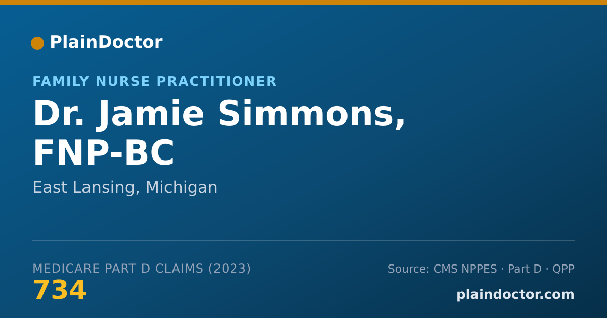 Shareable card for Jamie Simmons, FNP-BC - Family Nurse Practitioner, East Lansing, MI