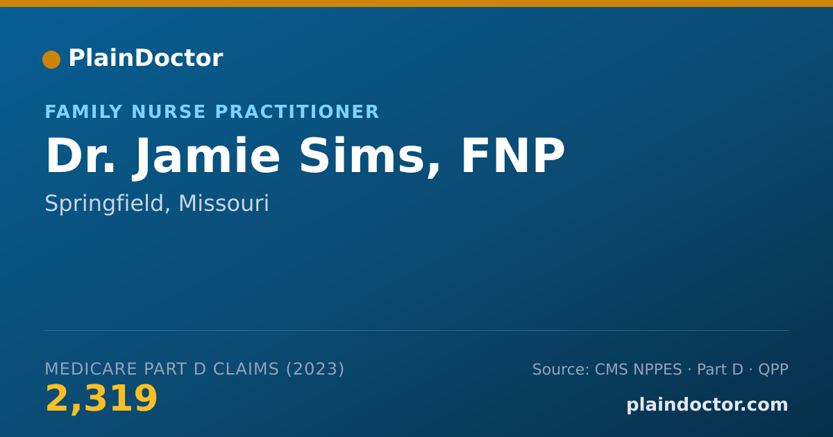 Shareable card for Jamie Sims, FNP - Family Nurse Practitioner, Springfield, MO