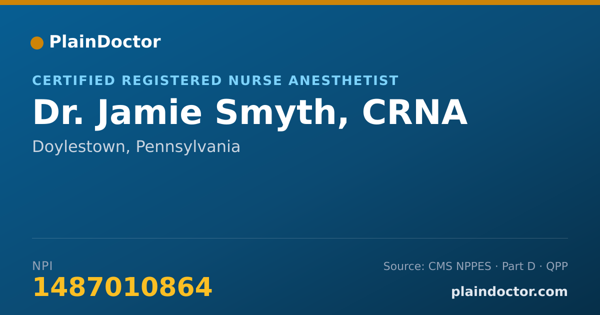 Shareable card for Jamie Smyth, CRNA - Certified Registered Nurse Anesthetist, Doylestown, PA