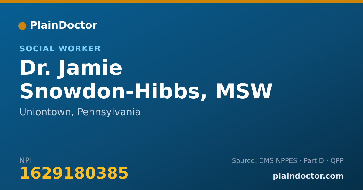 Shareable card for Jamie Snowdon-Hibbs, MSW LCSW DCSW - Social Worker, Uniontown, PA