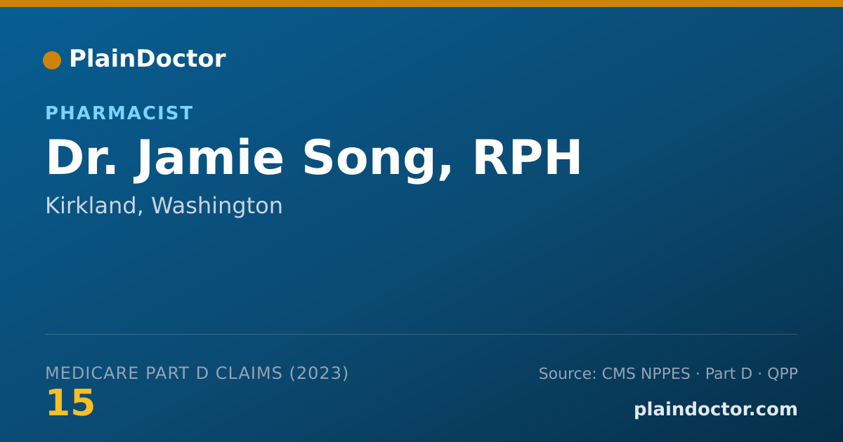 Shareable card for Jamie Song, RPH - Pharmacist, Kirkland, WA
