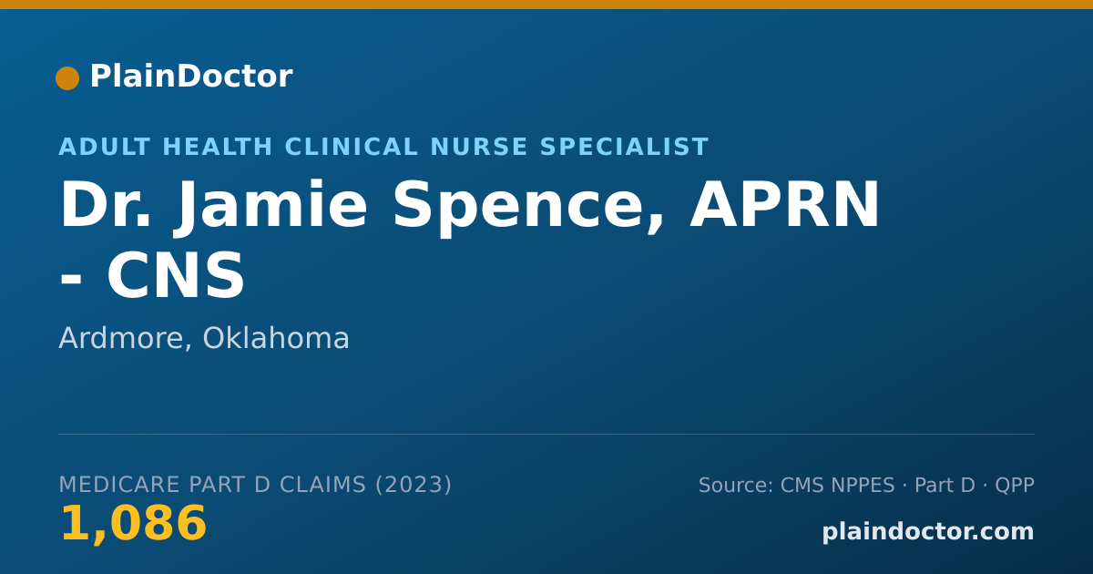 Shareable card for Jamie Spence, APRN - CNS - Adult Health Clinical Nurse Specialist, Ardmore, OK
