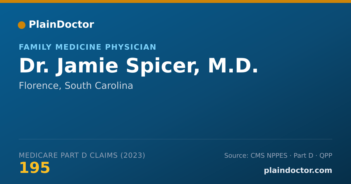 Shareable card for Jamie Spicer, M.D. - Family Medicine Physician, Florence, SC