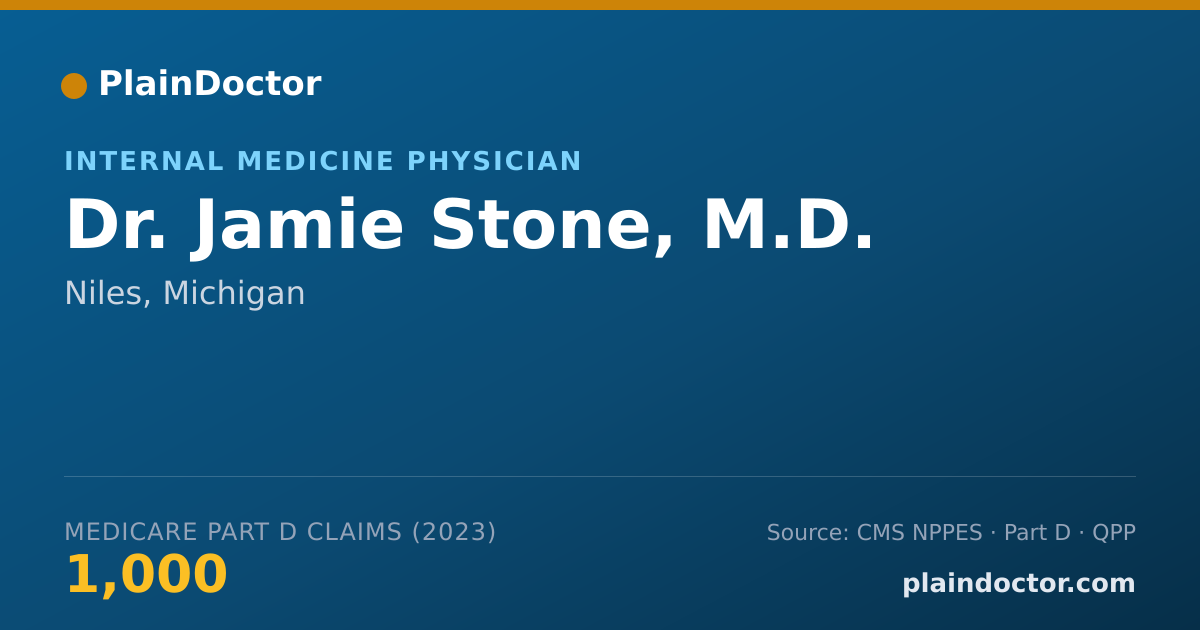 Shareable card for Jamie Stone, M.D. - Internal Medicine Physician, Niles, MI