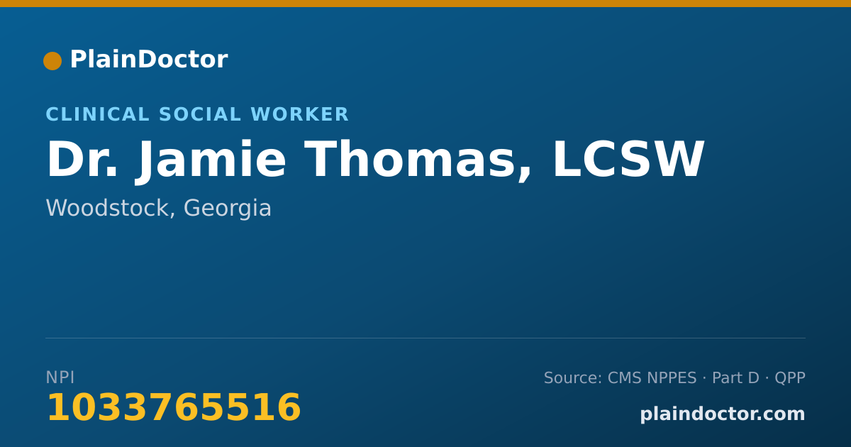 Shareable card for Jamie Thomas, LCSW - Clinical Social Worker, Woodstock, GA