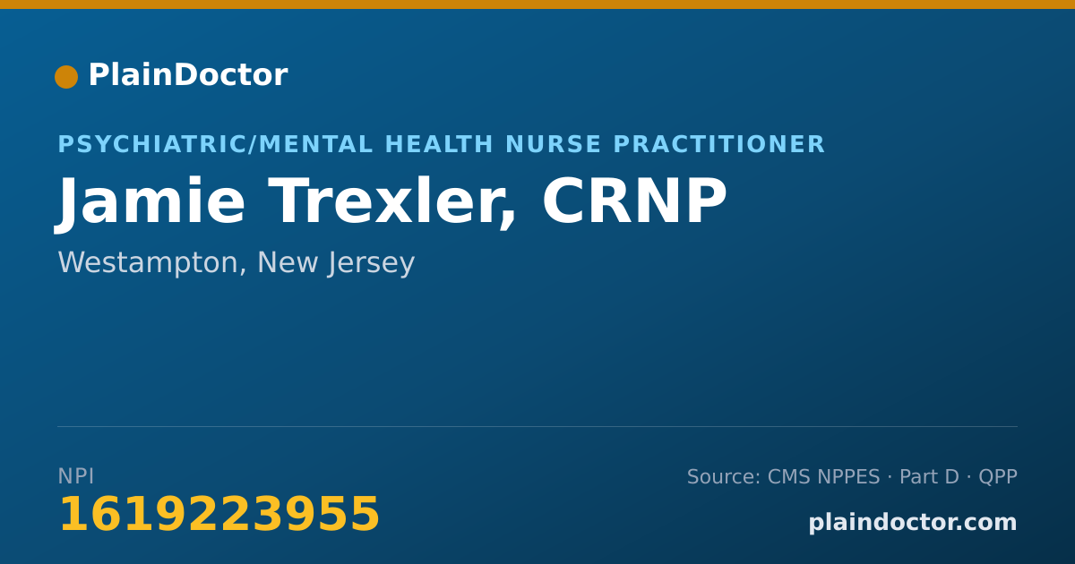 Shareable card for Jamie Trexler, CRNP - Psychiatric/Mental Health Nurse Practitioner, Westampton, NJ