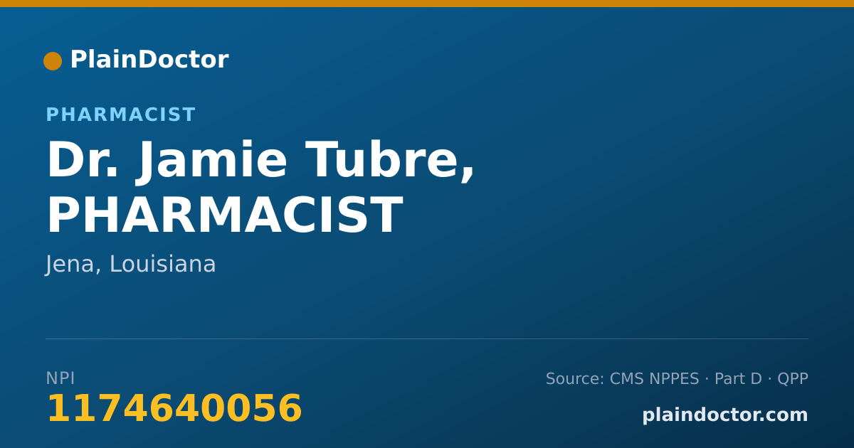 Shareable card for Jamie Tubre, PHARMACIST - Pharmacist, Jena, LA