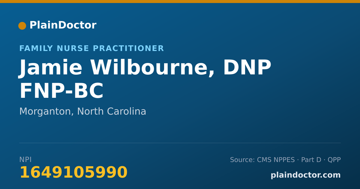 Shareable card for Jamie Wilbourne, DNP FNP-BC - Family Nurse Practitioner, Morganton, NC