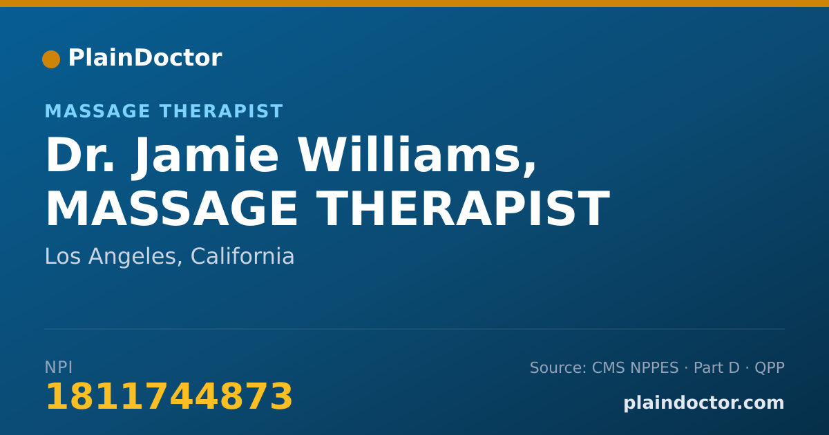 Shareable card for Jamie Williams, MASSAGE THERAPIST - Massage Therapist, Los Angeles, CA