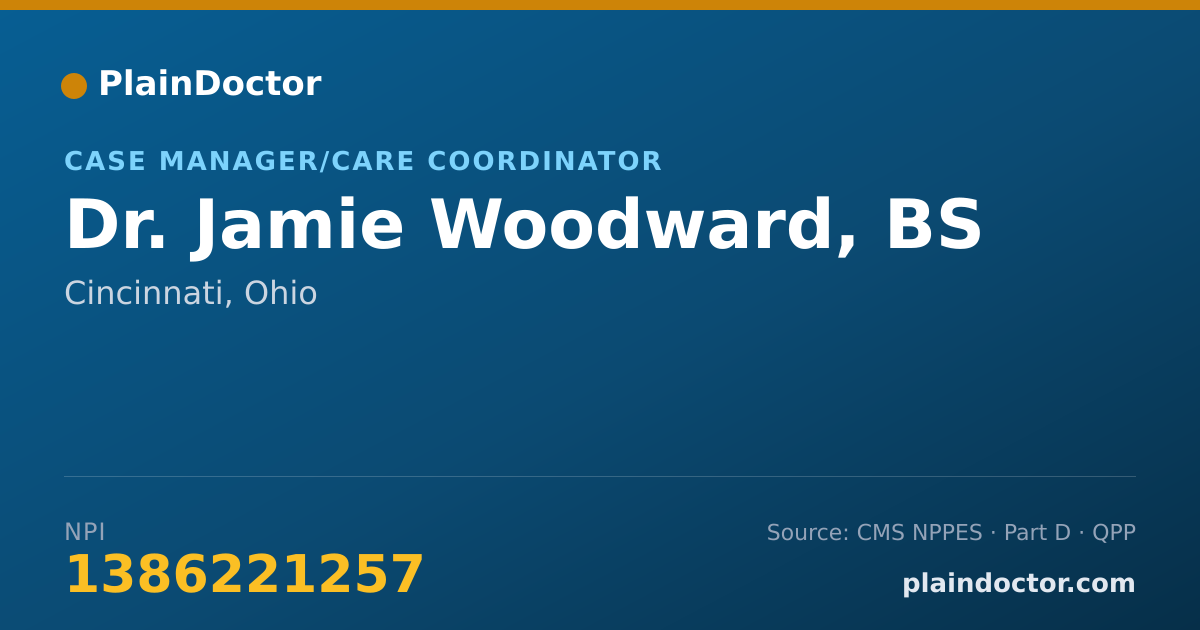 Shareable card for Jamie Woodward, BS - Case Manager/Care Coordinator, Cincinnati, OH