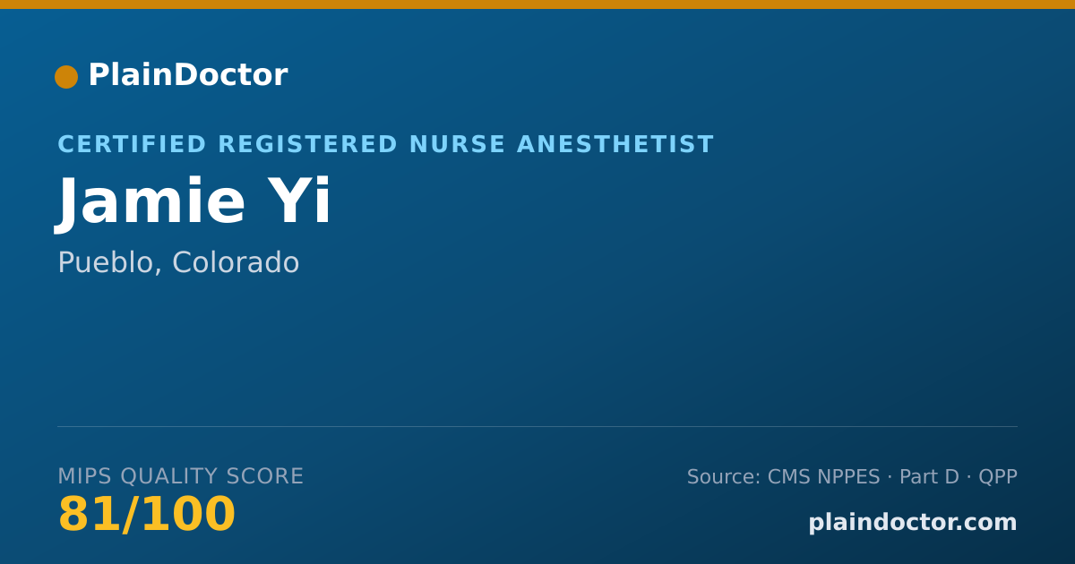 Shareable card for Jamie Yi - Certified Registered Nurse Anesthetist, Pueblo, CO