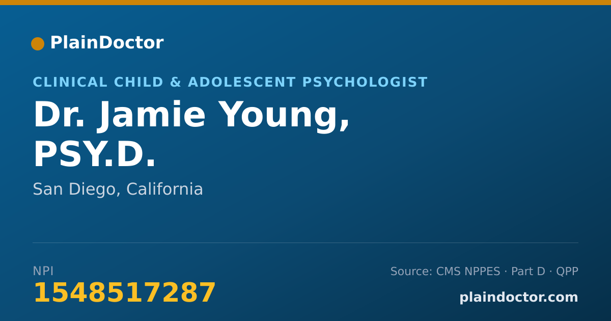 Shareable card for Jamie Young, PSY.D. - Clinical Child & Adolescent Psychologist, San Diego, CA