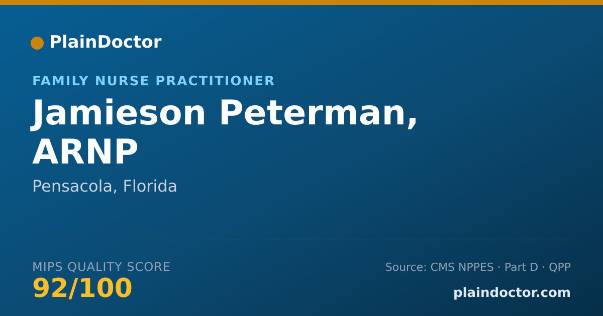 Shareable card for Jamieson Peterman, ARNP - Family Nurse Practitioner, Pensacola, FL