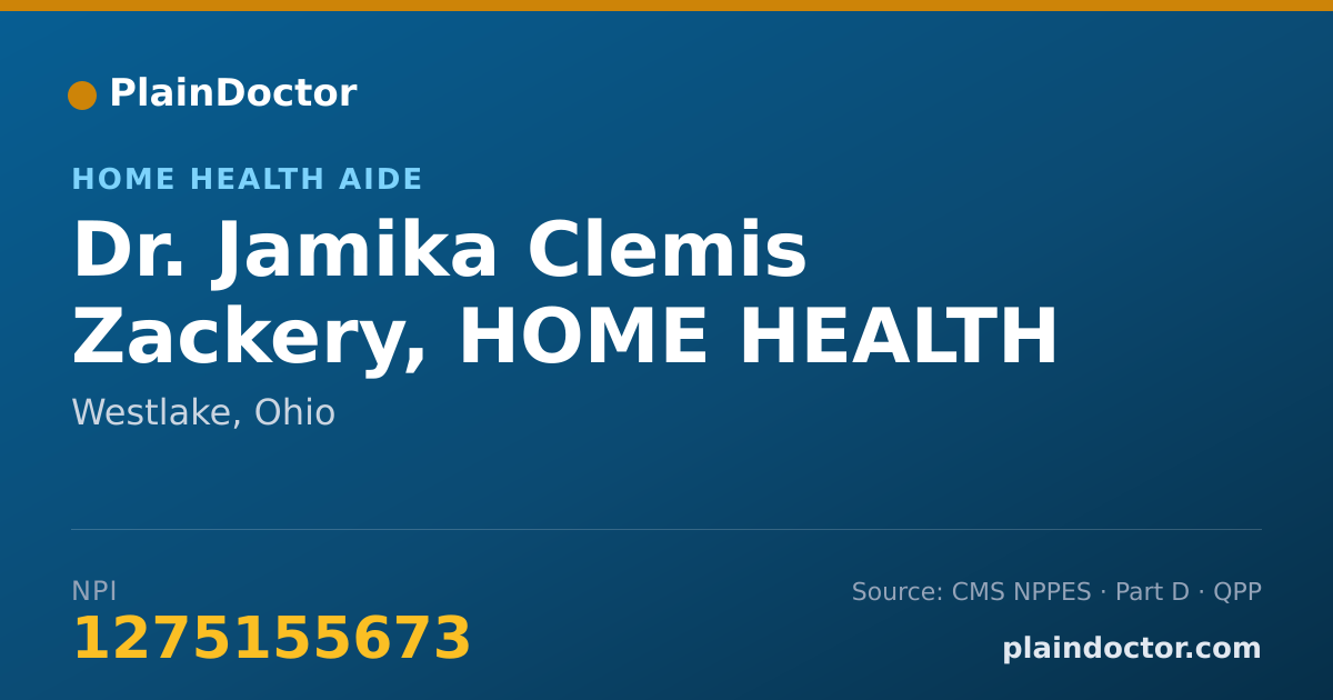 Shareable card for Jamika Clemis Zackery, HOME HEALTH AIDE - Home Health Aide, Westlake, OH