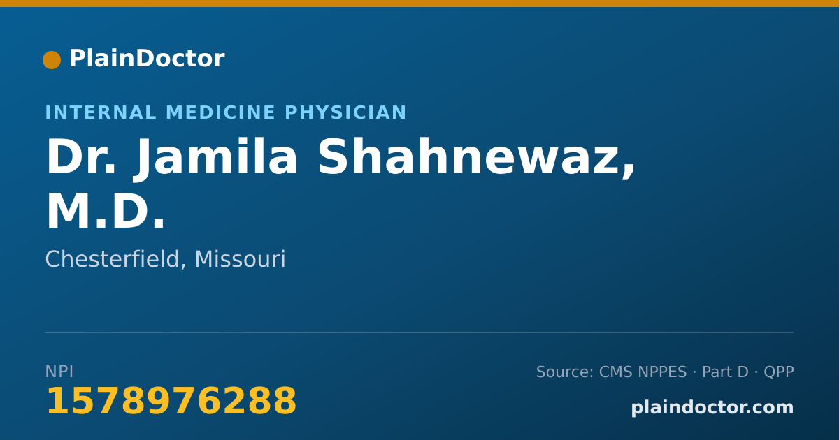 Shareable card for Jamila Shahnewaz, M.D. - Internal Medicine Physician, Chesterfield, MO
