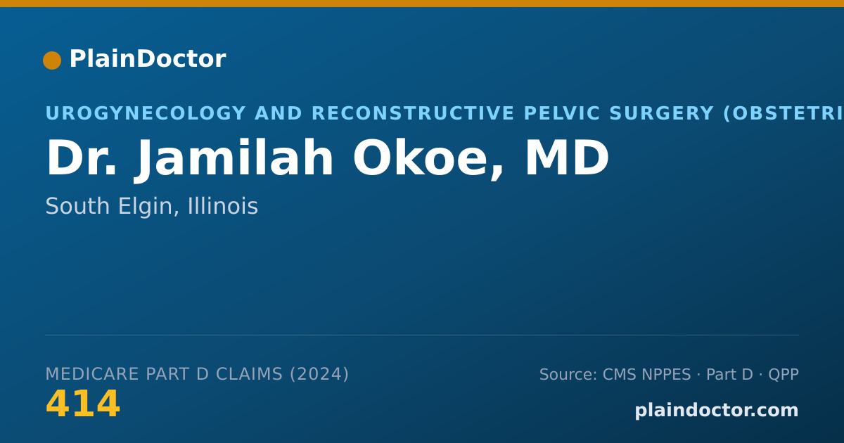 Shareable card for Jamilah Okoe, MD - Urogynecology and Reconstructive Pelvic Surgery (Obstetrics & Gynecology) Physician, South Elgin, IL