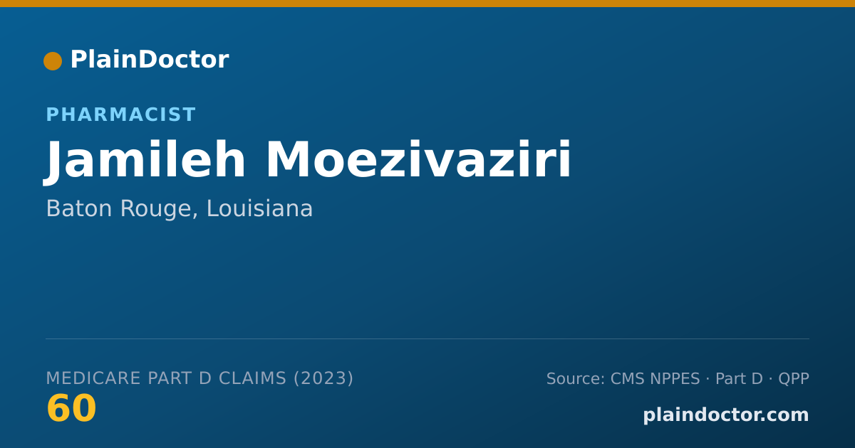 Shareable card for Jamileh Moezivaziri - Pharmacist, Baton Rouge, LA