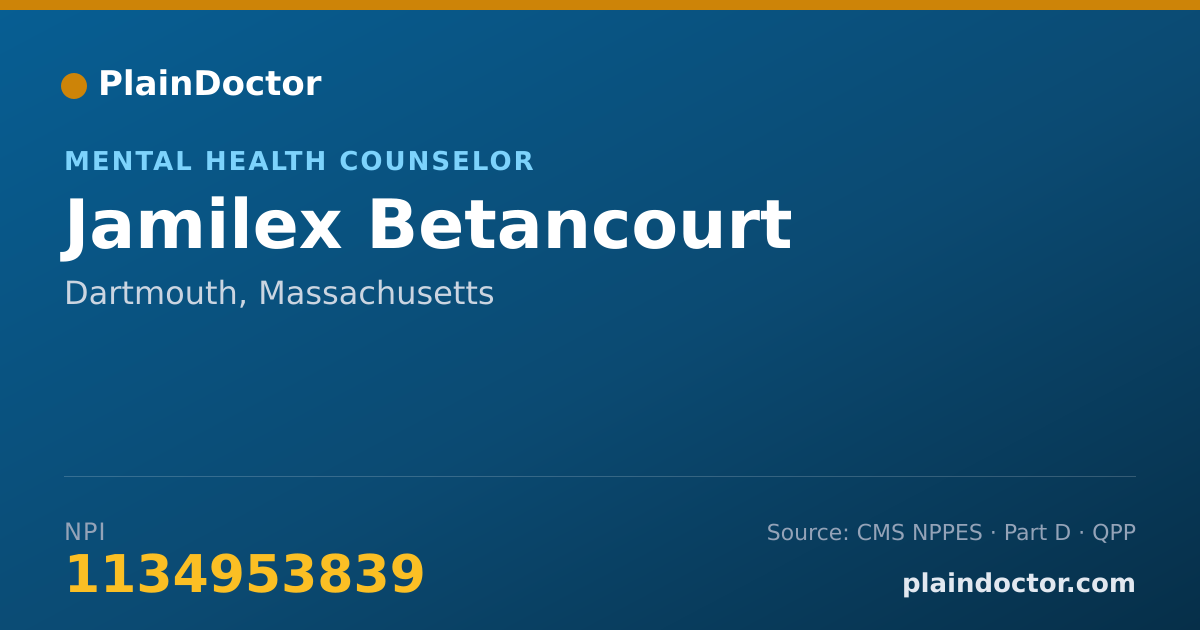 Shareable card for Jamilex Betancourt - Mental Health Counselor, Dartmouth, MA