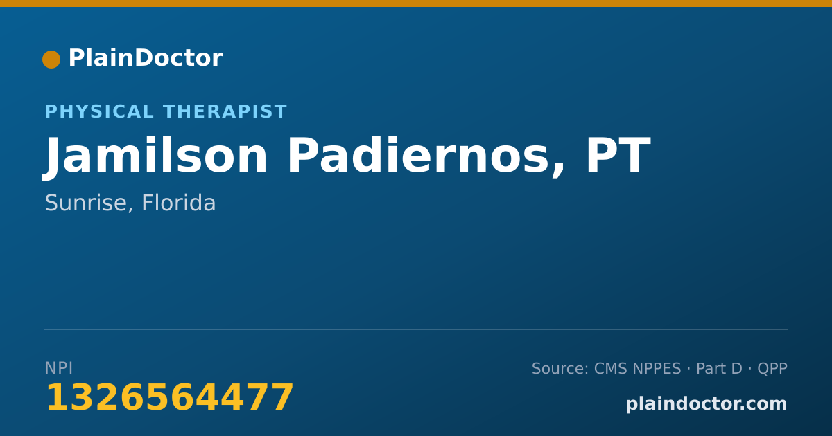 Shareable card for Jamilson Padiernos, PT - Physical Therapist, Sunrise, FL