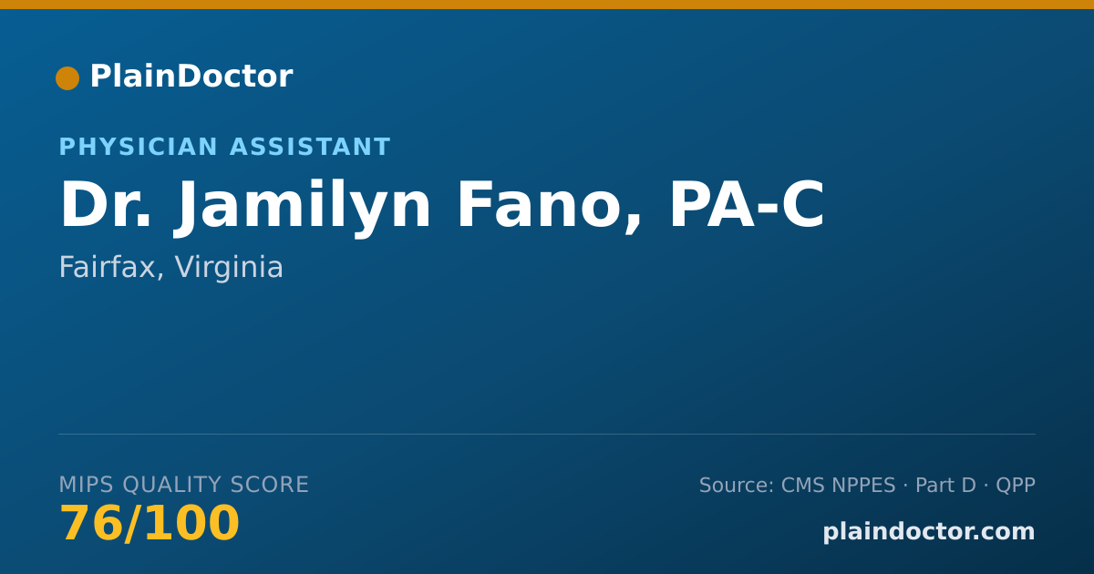 Shareable card for Jamilyn Fano, PA-C - Physician Assistant, Fairfax, VA