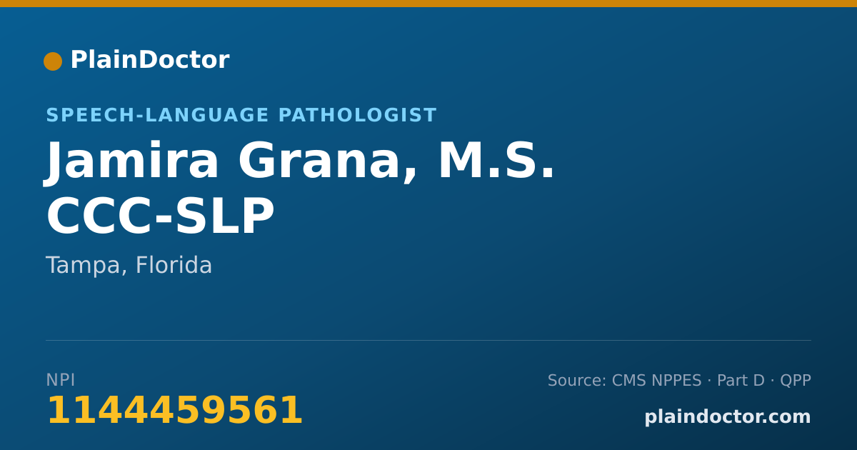Shareable card for Jamira Grana, M.S. CCC-SLP - Speech-Language Pathologist, Tampa, FL