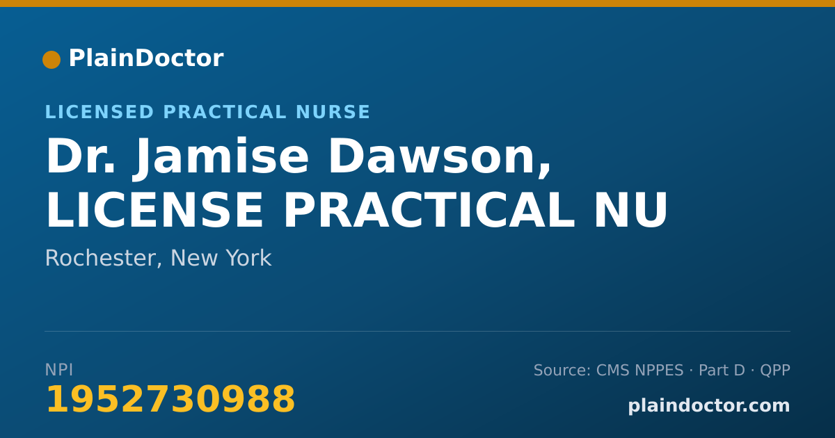 Shareable card for Jamise Dawson, LICENSE PRACTICAL NU - Licensed Practical Nurse, Rochester, NY