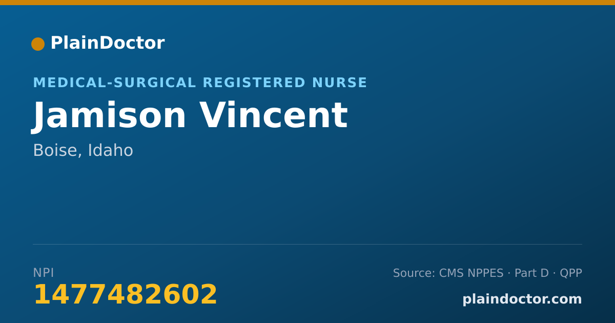 Shareable card for Jamison Vincent - Medical-Surgical Registered Nurse, Boise, ID