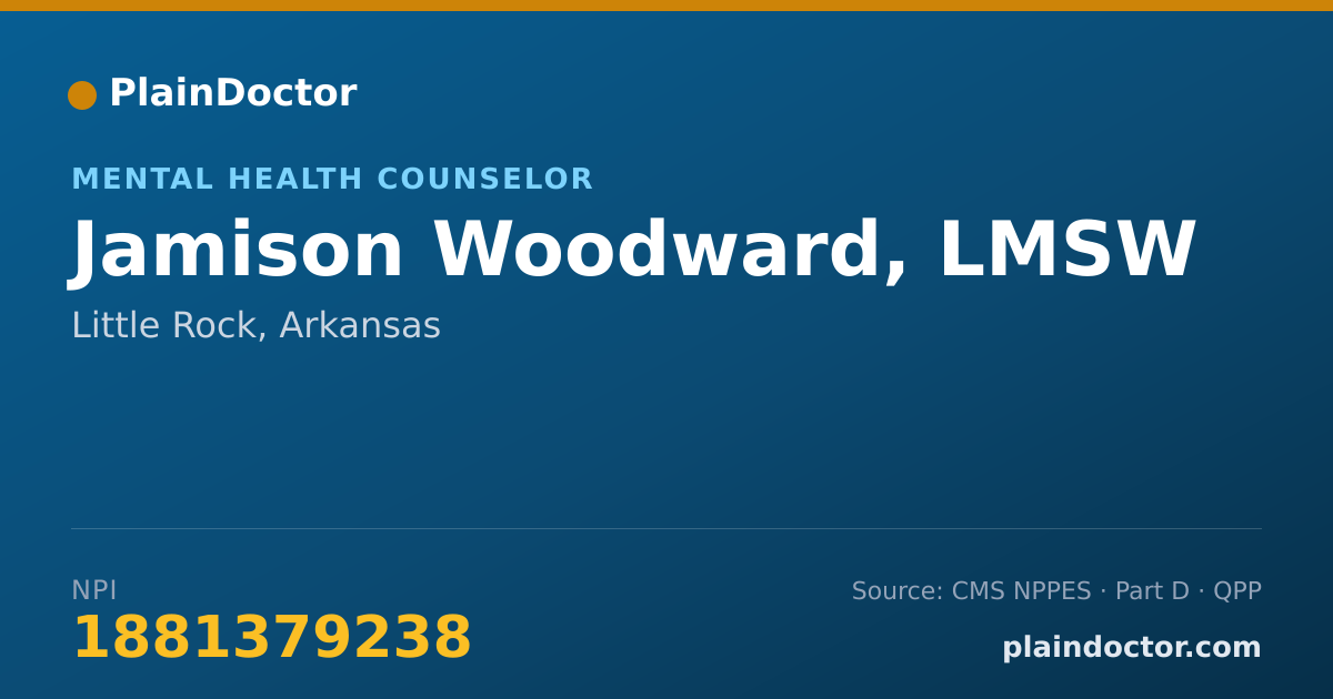 Shareable card for Jamison Woodward, LMSW - Mental Health Counselor, Little Rock, AR