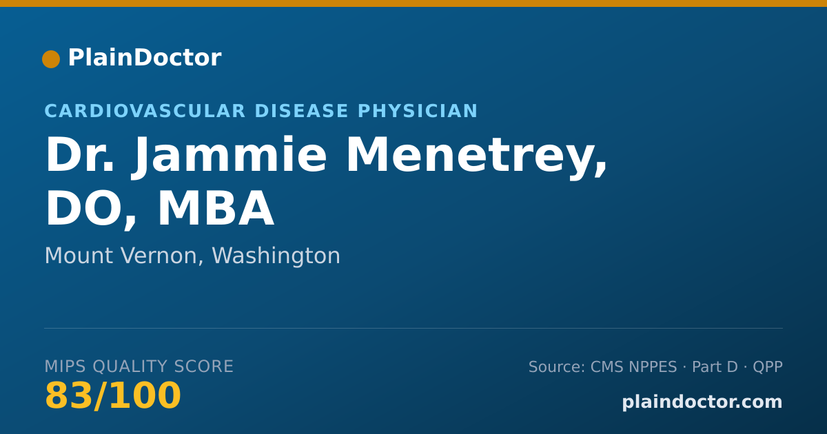 Shareable card for Jammie Menetrey, DO, MBA - Cardiovascular Disease Physician, Mount Vernon, WA
