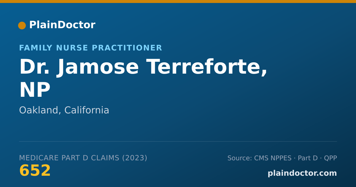 Shareable card for Jamose Terreforte, NP - Family Nurse Practitioner, Oakland, CA