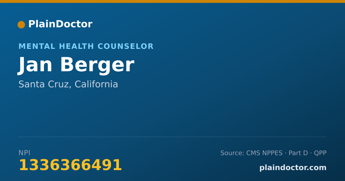 Shareable card for Jan Berger - Mental Health Counselor, Santa Cruz, CA