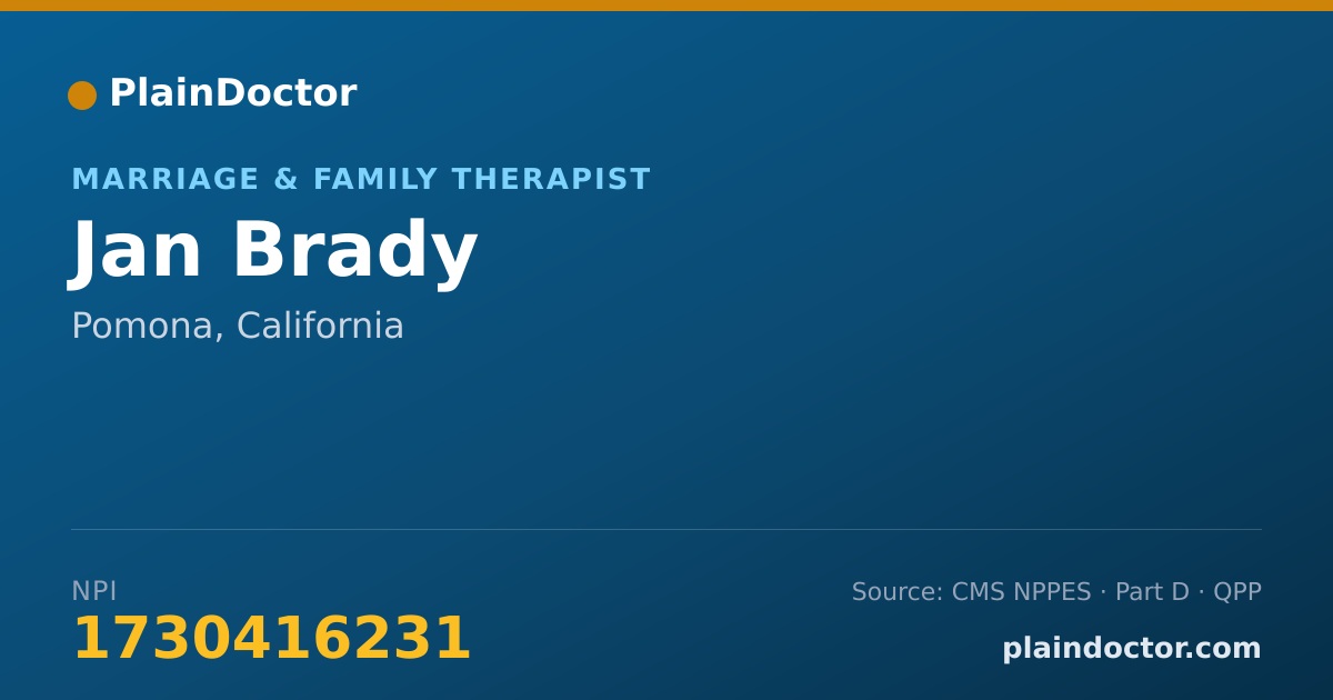 Shareable card for Jan Brady - Marriage & Family Therapist, Pomona, CA