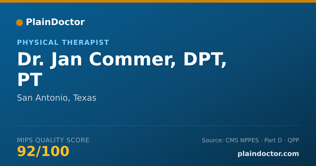 Shareable card for Jan Commer, DPT, PT - Physical Therapist, San Antonio, TX