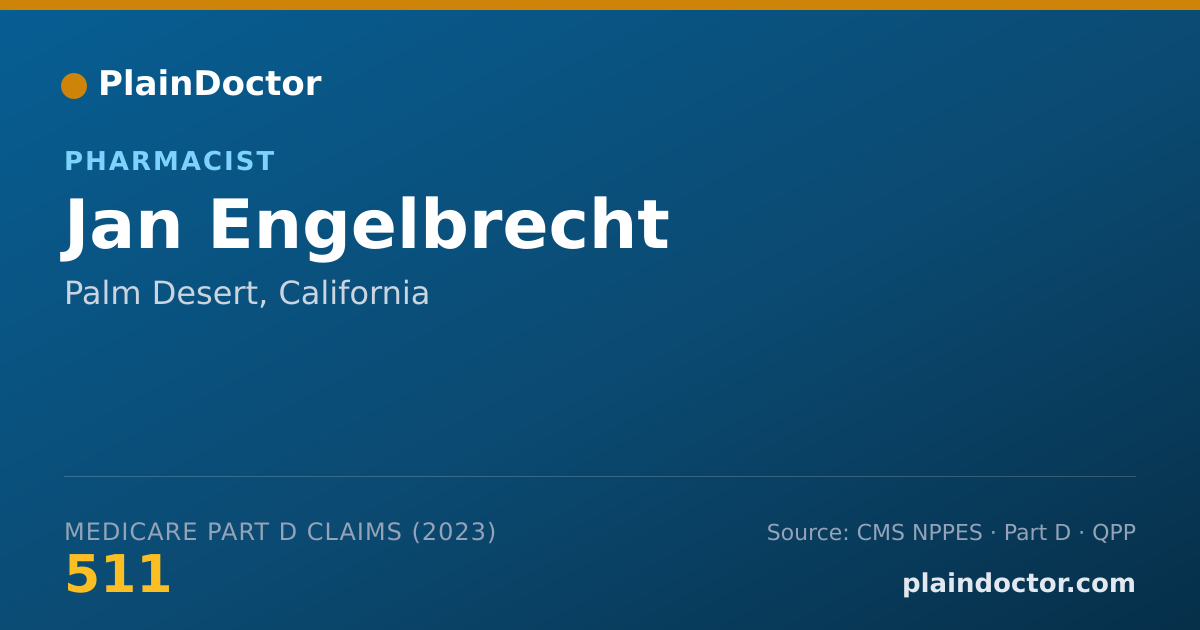 Shareable card for Jan Engelbrecht - Pharmacist, Palm Desert, CA