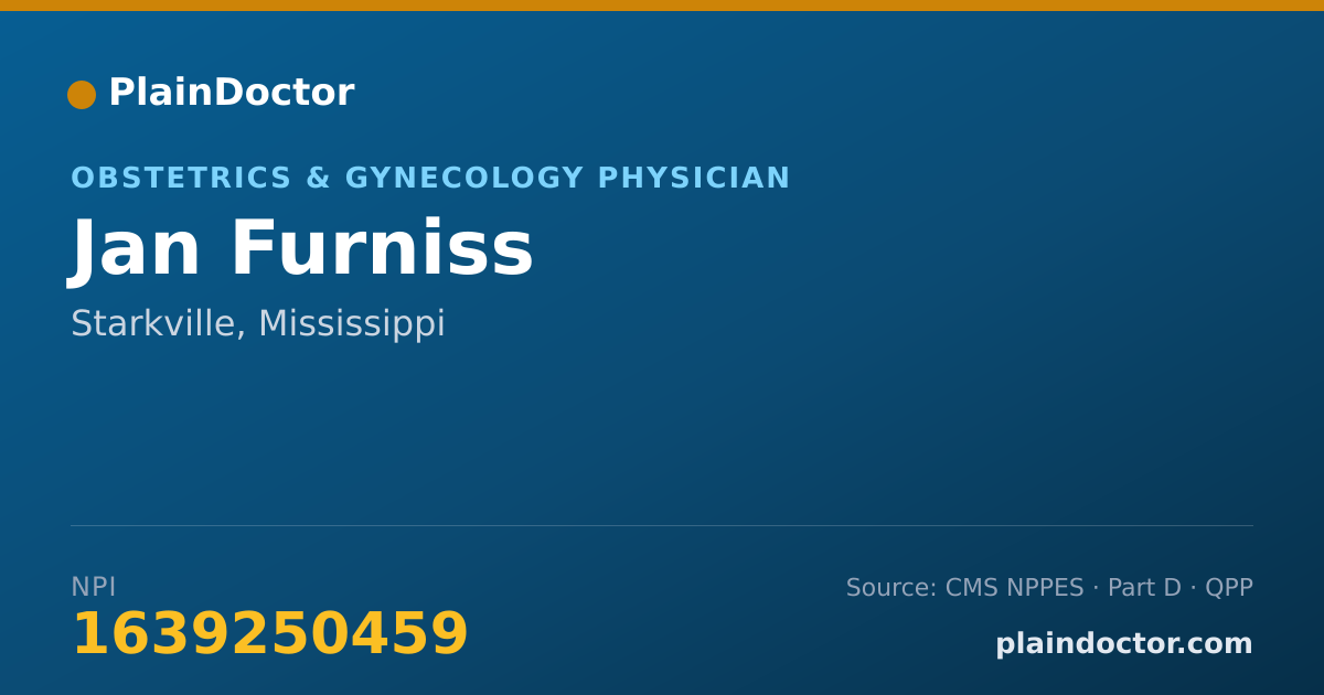 Shareable card for Jan Furniss - Obstetrics & Gynecology Physician, Starkville, MS