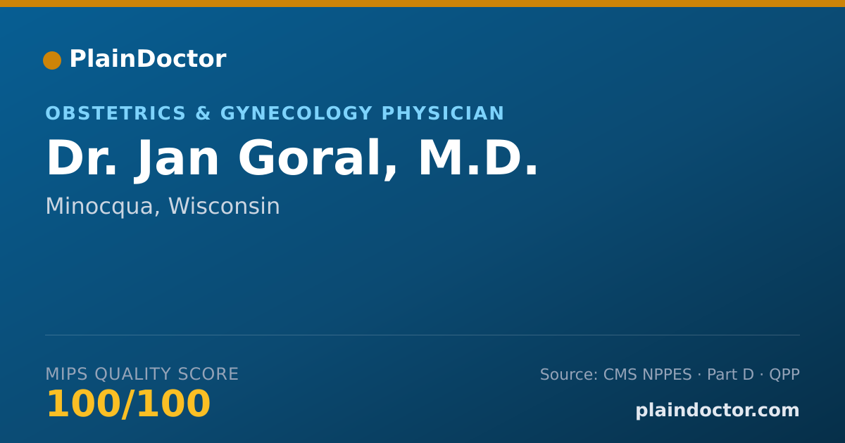 Shareable card for Jan Goral, M.D. - Obstetrics & Gynecology Physician, Minocqua, WI