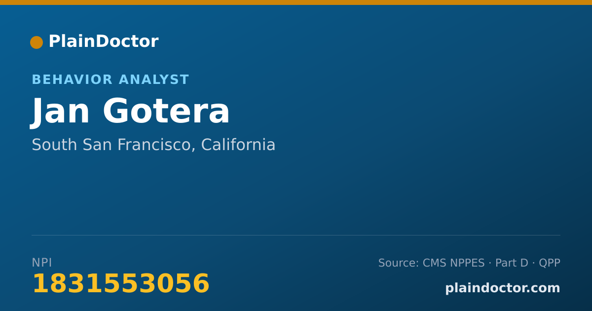Shareable card for Jan Gotera - Behavior Analyst, South San Francisco, CA