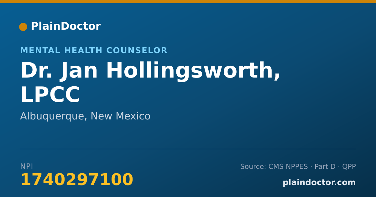 Shareable card for Jan Hollingsworth, LPCC - Mental Health Counselor, Albuquerque, NM