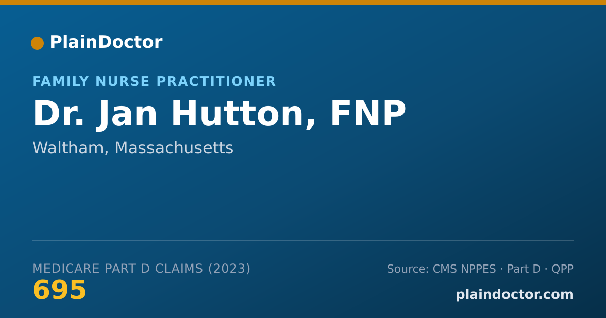Shareable card for Jan Hutton, FNP - Family Nurse Practitioner, Waltham, MA