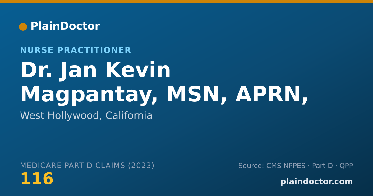 Shareable card for Jan Kevin Magpantay, MSN, APRN, AGPCNP-BC - Nurse Practitioner, West Hollywood, CA