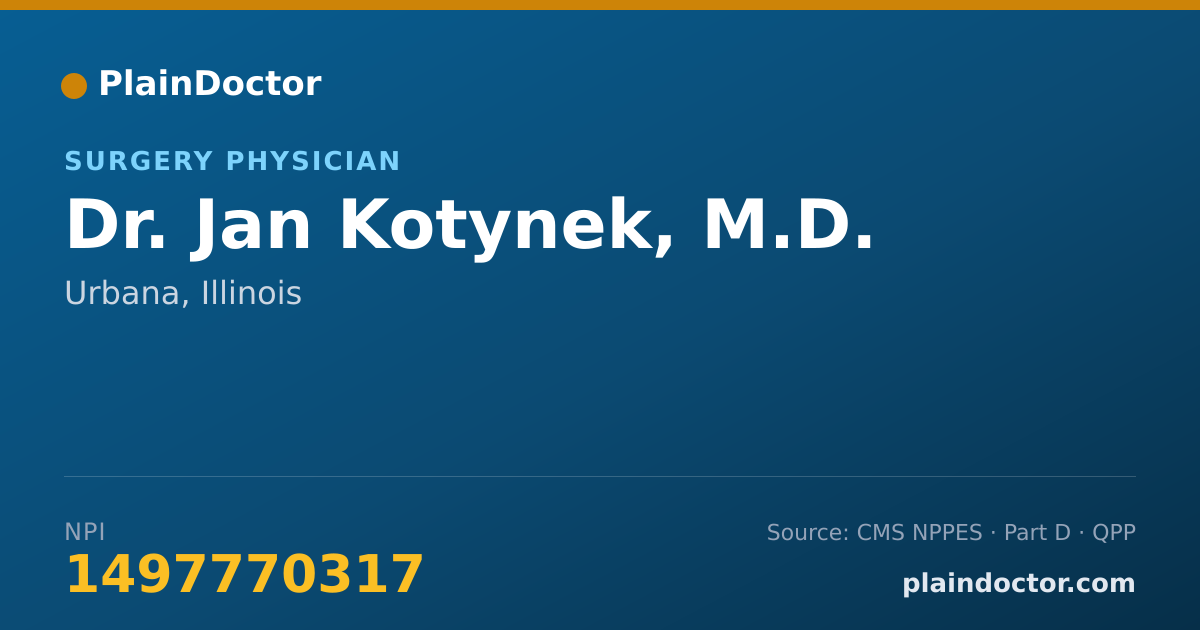 Shareable card for Jan Kotynek, M.D. - Surgery Physician, Urbana, IL