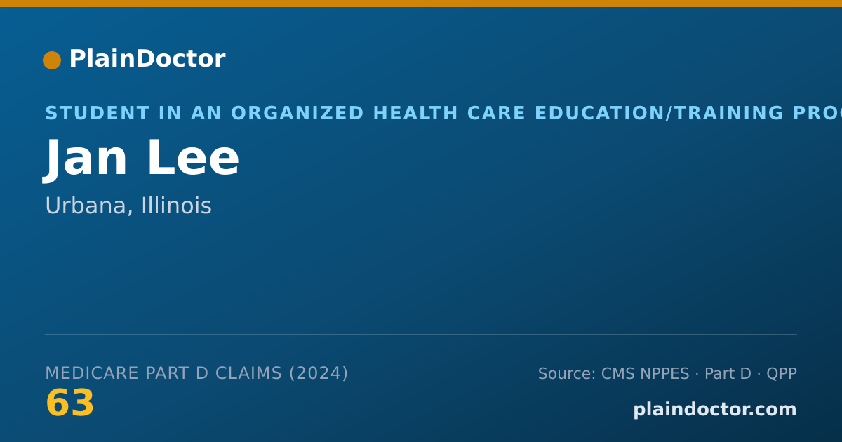 Shareable card for Jan Lee - Student in an Organized Health Care Education/Training Program, Urbana, IL