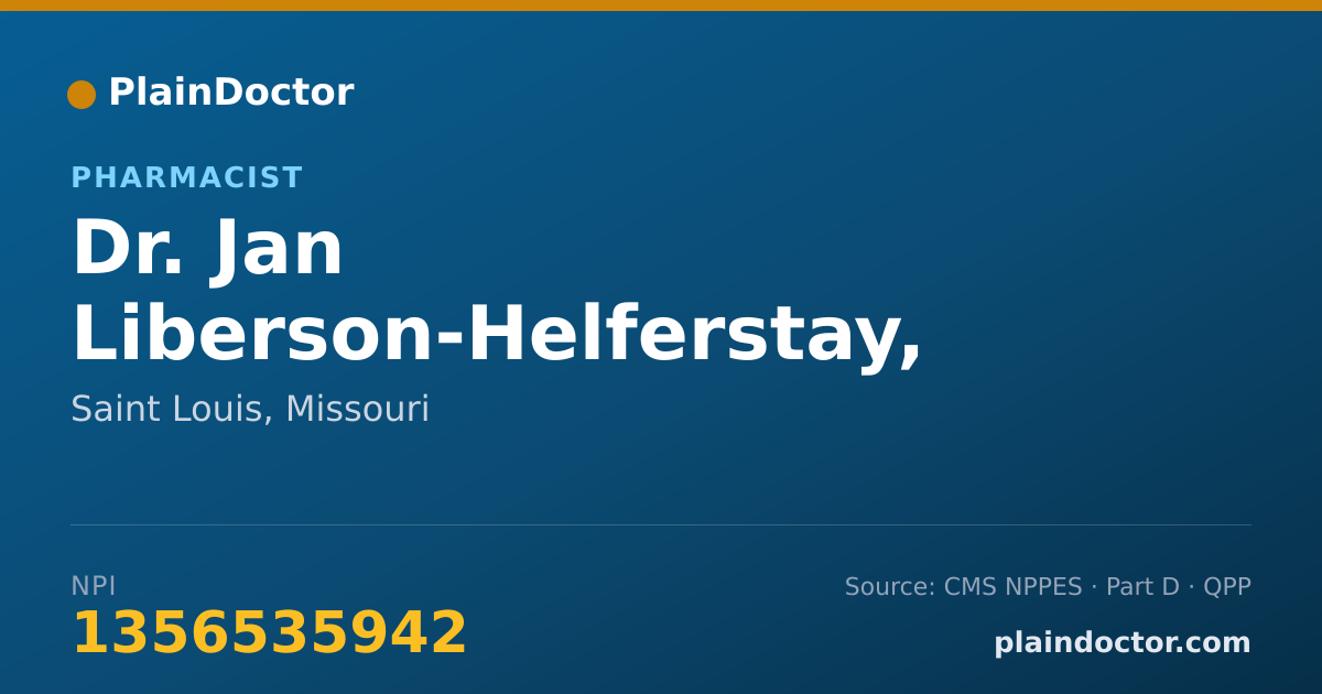 Shareable card for Jan Liberson-Helferstay, RPH. - Pharmacist, Saint Louis, MO