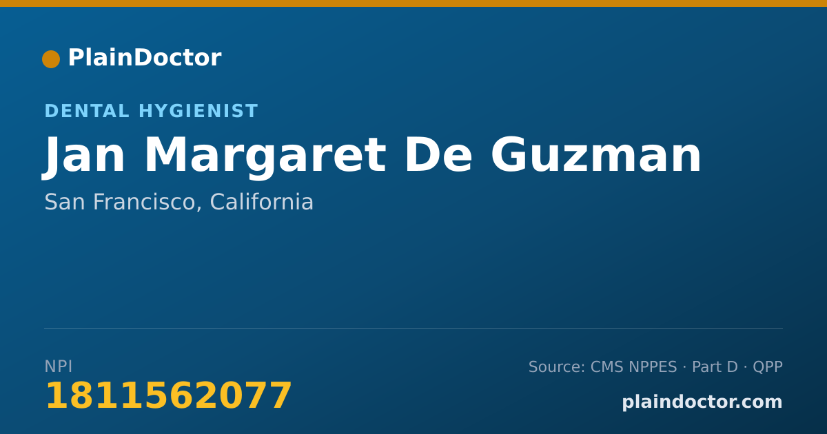 Shareable card for Jan Margaret De Guzman - Dental Hygienist, San Francisco, CA