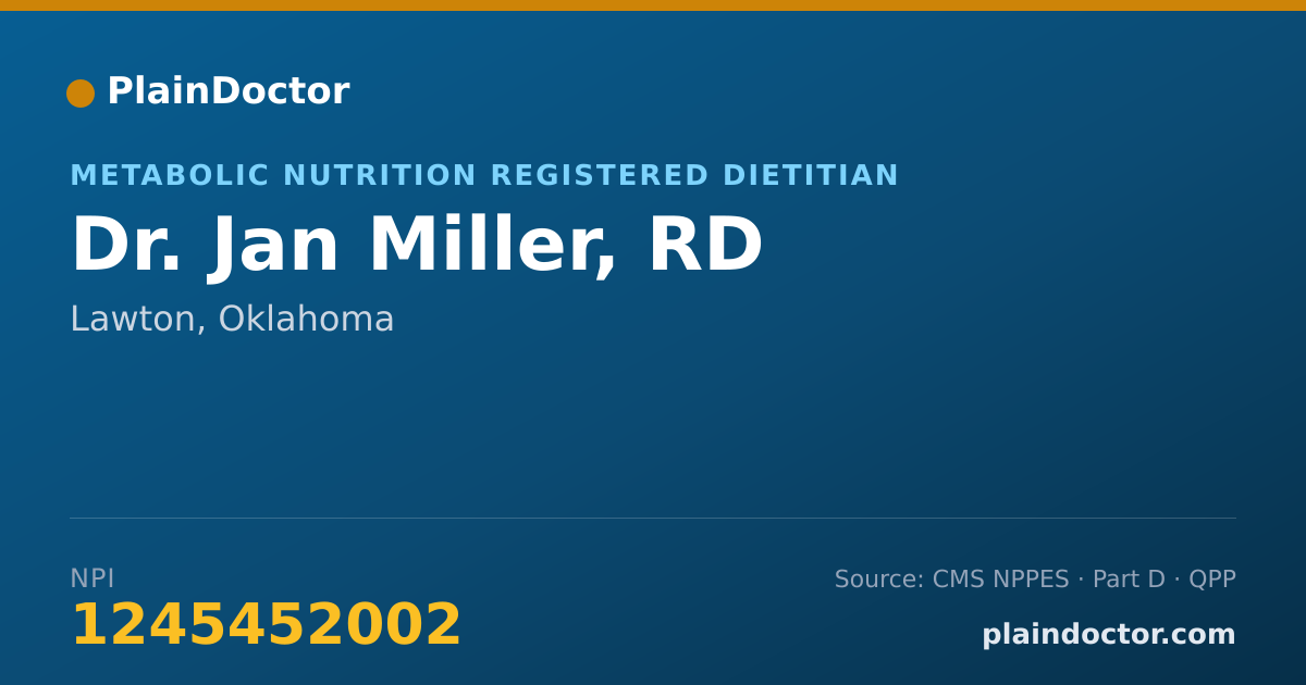 Shareable card for Jan Miller, RD - Metabolic Nutrition Registered Dietitian, Lawton, OK