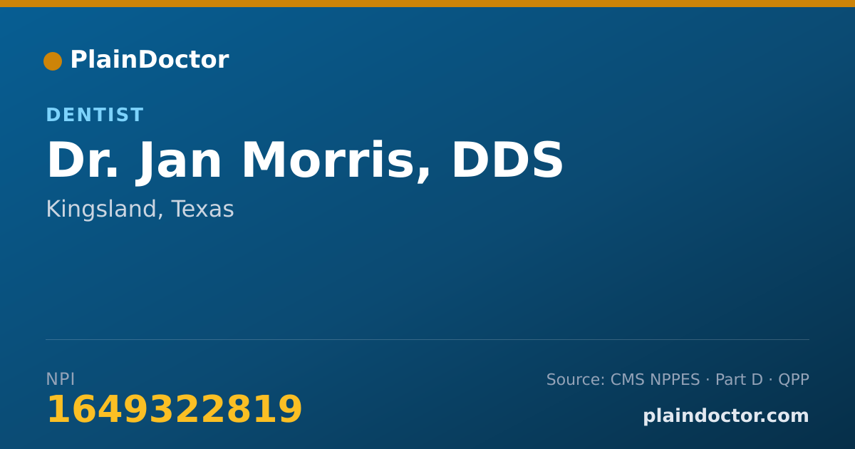 Shareable card for Jan Morris, DDS - Dentist, Kingsland, TX