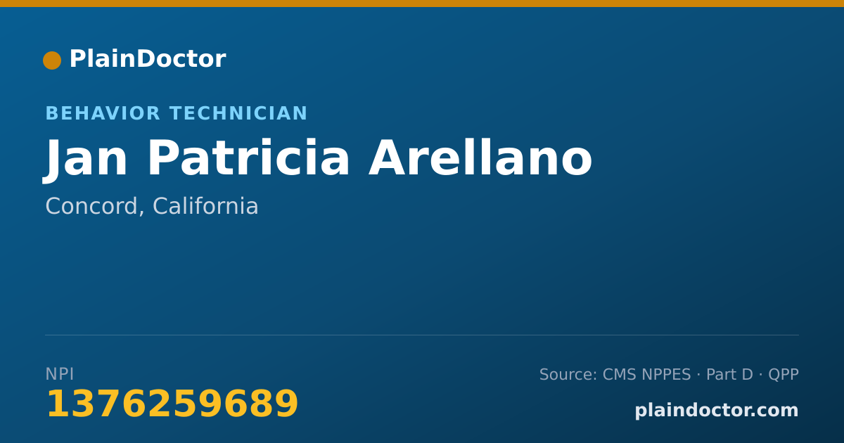 Shareable card for Jan Patricia Arellano - Behavior Technician, Concord, CA